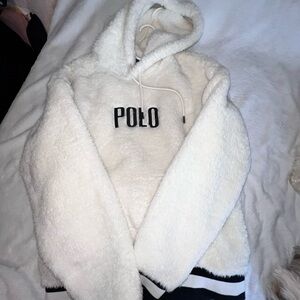 Polo White Fleece Hoodie